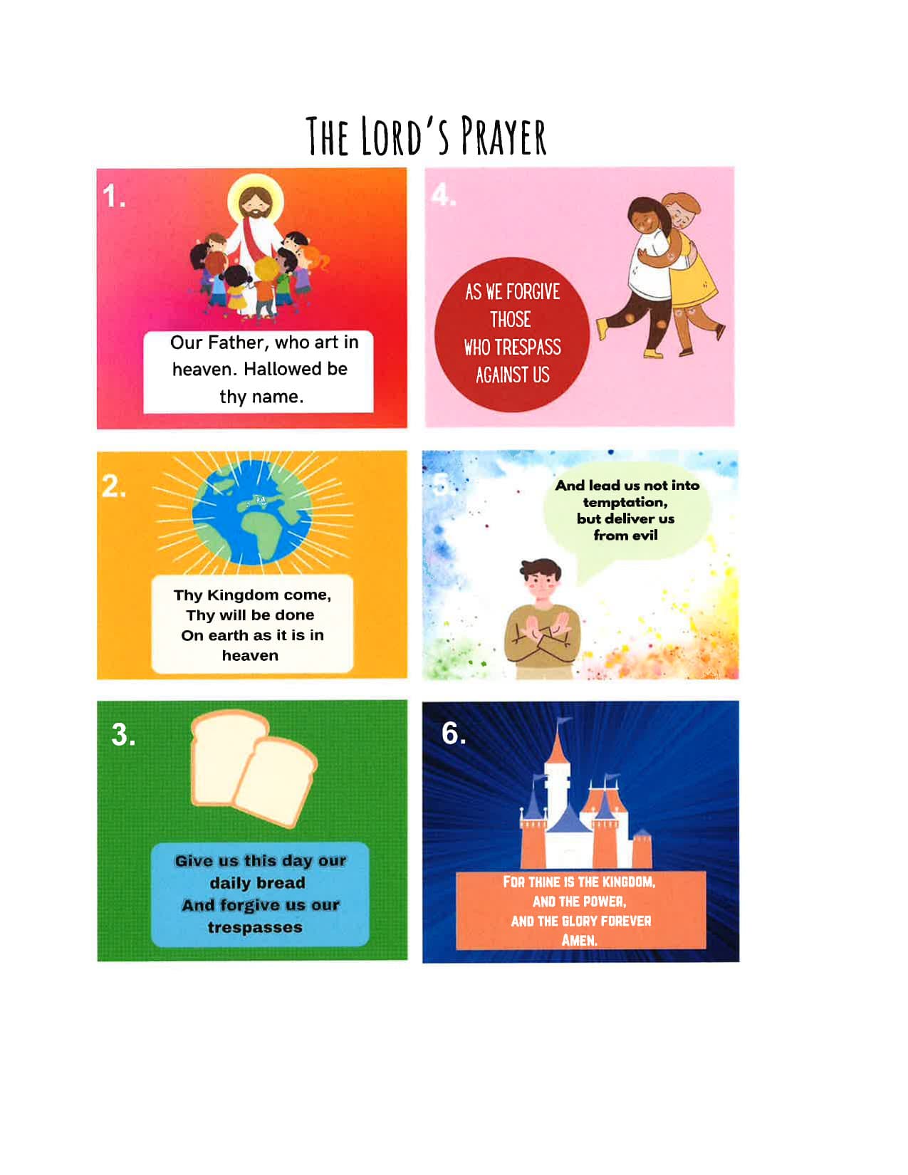 The Lord's Prayer — children's illustrated educational chart
